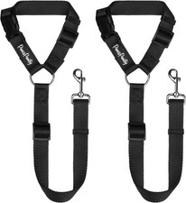 PawsPawty 2 Pack Headrest Dog Car Safety Seat Belt Adjustable Nylon Fabric...