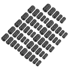 55Pcs 5Size Clip-on Ferrite Ring Core, Noise Filter Cable Clip EMI RFI Black