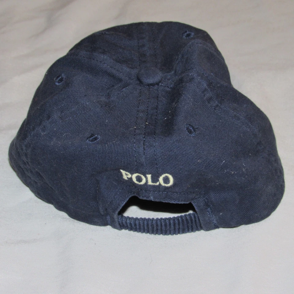 Ralph Lauren Layette Azul Amarillo Pony Sombrero Gorra Spellout POLO Espalda Elástica Foto 2 de 4