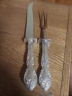 Large Melrose Gorham Sterling Silver Handled Carving Set,   14" & and 11-3/8"