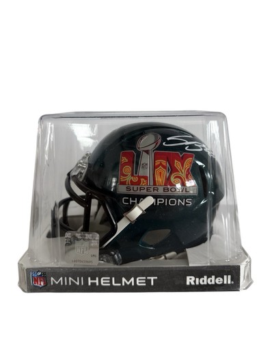 Saquon Barkley Autografo Firmato Eagles Super Bowl 59 Campioni Mini Casco PSA - Foto 5 di 5