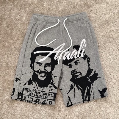 Asaali Jean Co. Men's Gray Graphic Print Sweat Shorts Drawstring Pockets