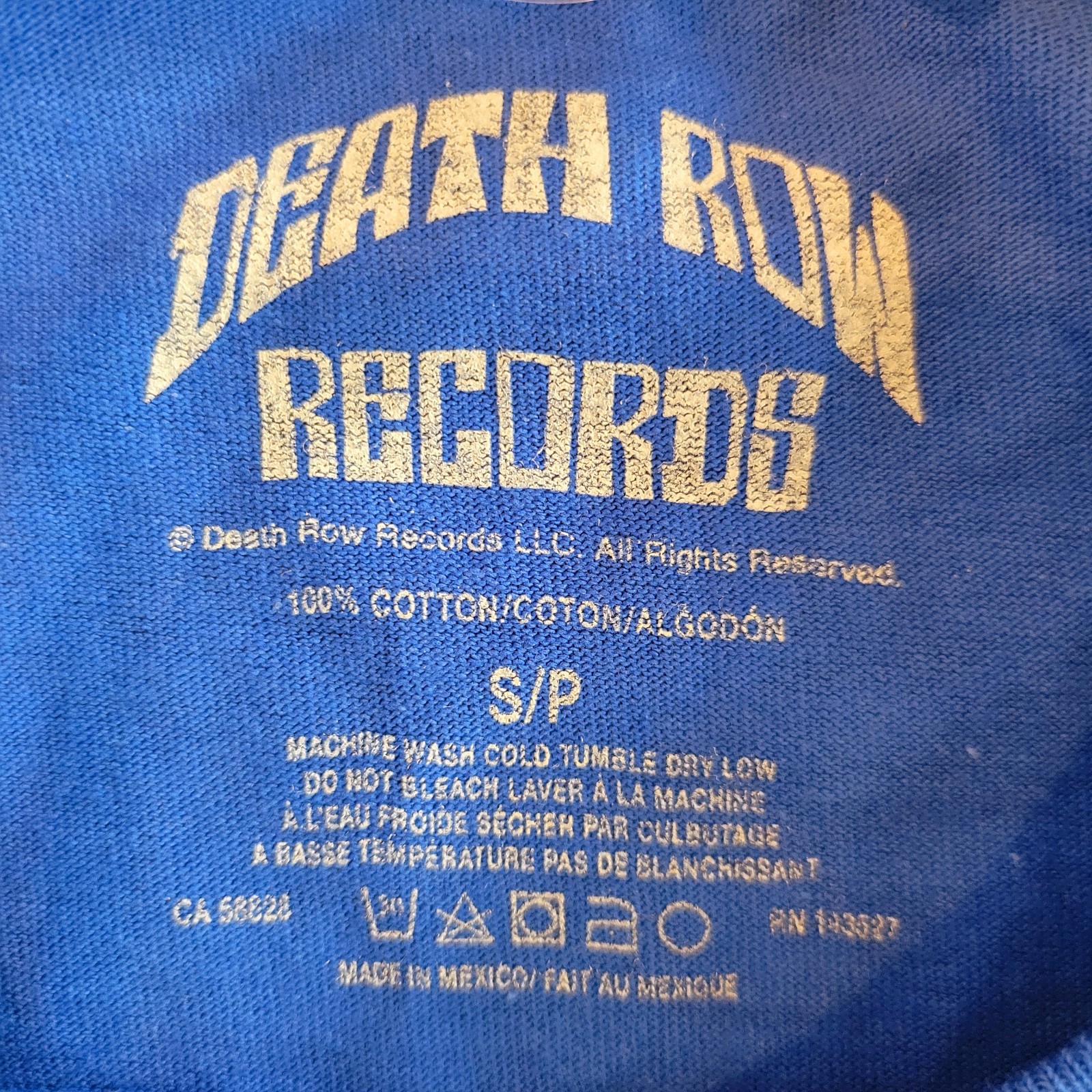 FILA T shirt maglietta nuova Death Row Records Chair Core logo in blu e giallo S T