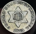 1853 Three Cent Silver — photo from another recent sale