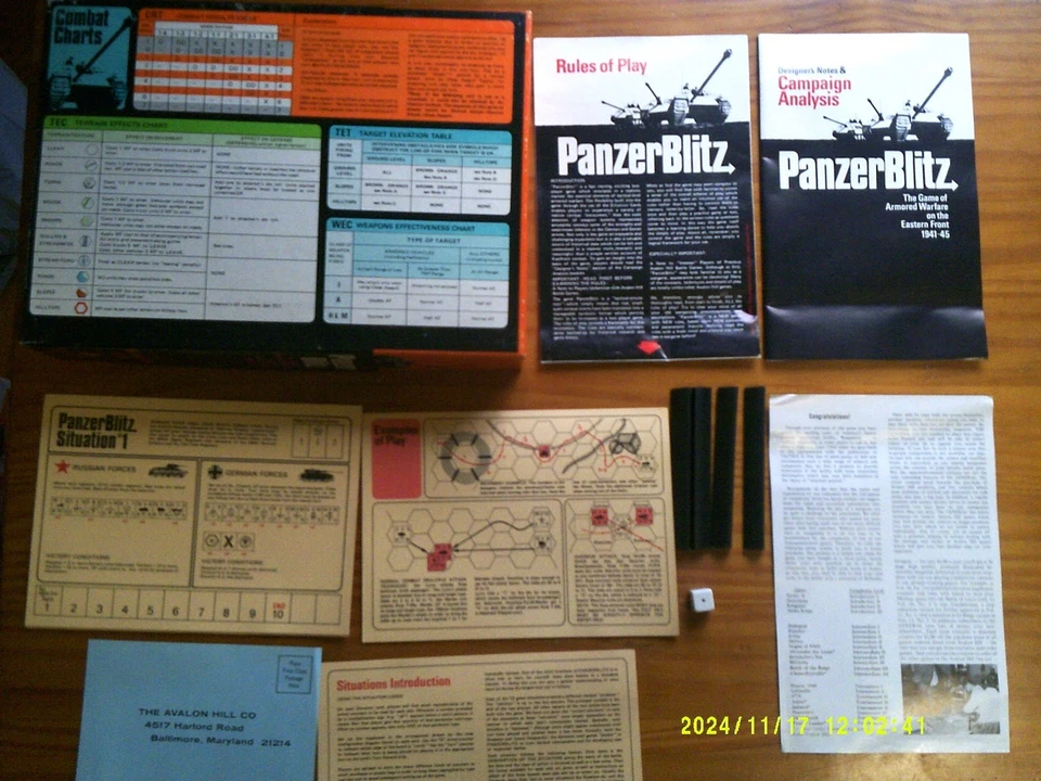 1970 Avalon Hill Panzer Blitz Bookcase Game WWII Armored Warfare Eastern Front - Image 2 of 4