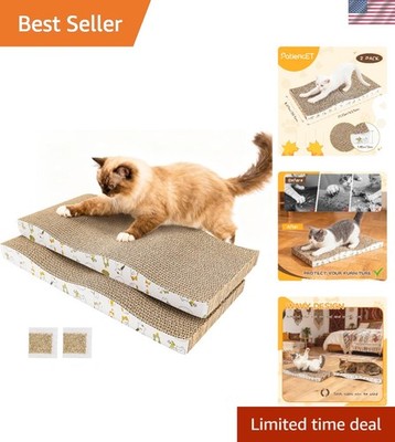 Double-Sided Waved Cat Scratcher for Small & Medium Cats - Protects Furniture