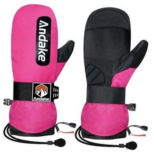 Winter Ski Mittens for Men Women Teenager,Waterproof  Insulated Medium Pink