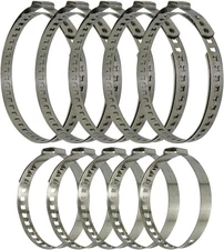 10PCS CV Joint Boot Clamp Kit, Stainless Steel Adjustable Drive Shaft Silver 