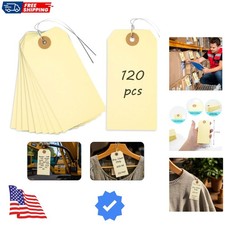 120 PCS Manila Tags with Wire, 4 3/4" x 2 3/8" Heavyweight Shipping & Invento...