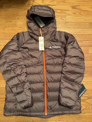 Womens Adidas Terrex CLIMAWARM+ Rain Waterproof Jacket Brown Size Medium JL5583