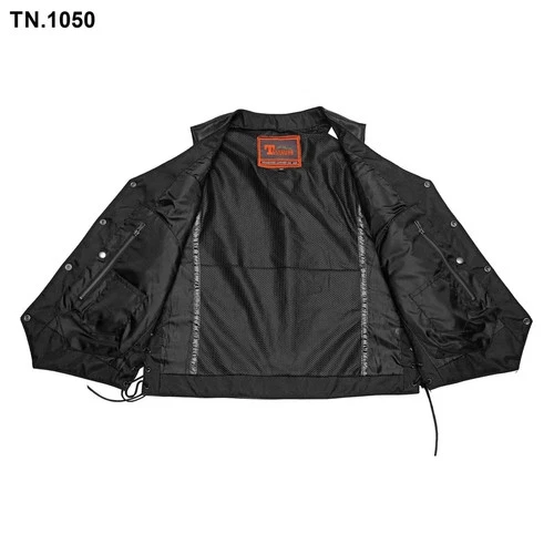 Black Leather Vest Motorcycle Biker Side Lace Up Concealed Carry Pocket Club image 4