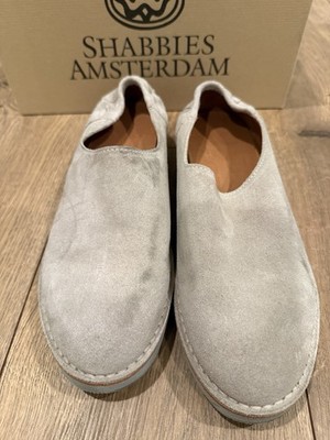 SHABBIES AMSTERDAM WOMENS GREY SUEDE SLIP ON SHOES LOAFERS US 9.5 EU 39.5