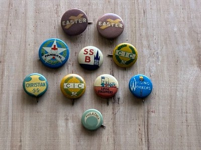 Easter Religious Pinback Button Vintage Junk Drawer Lot Of 10 David Cook SS CIC