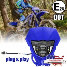 LED Headlight w/Blue Mask For Yamaha TTR110 YZ125  YZ250F YZ250FX YZ450F YZ450FX