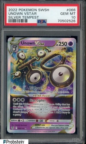 2022 Pokemon SWSH Silver Tempest #066 Unown VStar PSA 10 GEM MINT