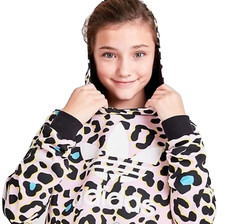 Adidas Girls Leopard-Print Cropped Hoodie XL