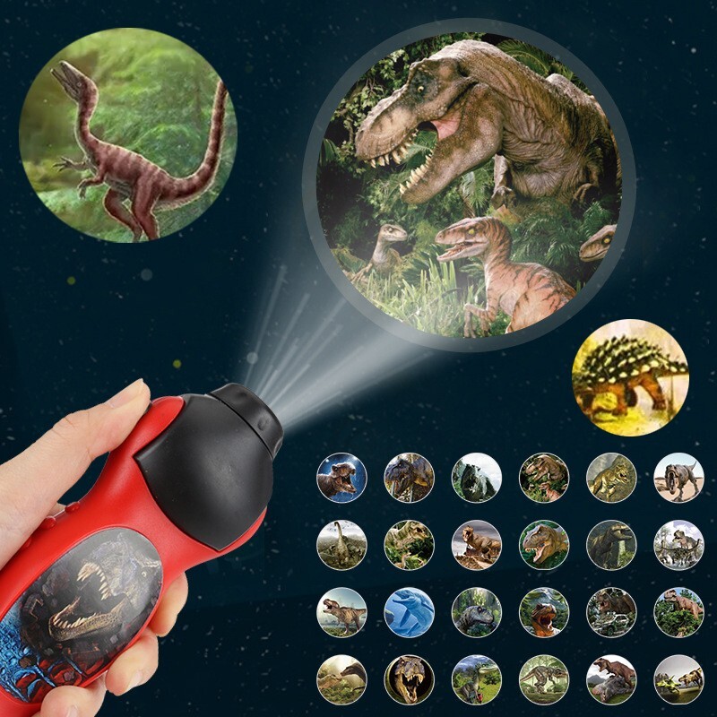 Flashlight Mini Projector Light Educational Toys Dinosaurs/Animals 24 Images-image