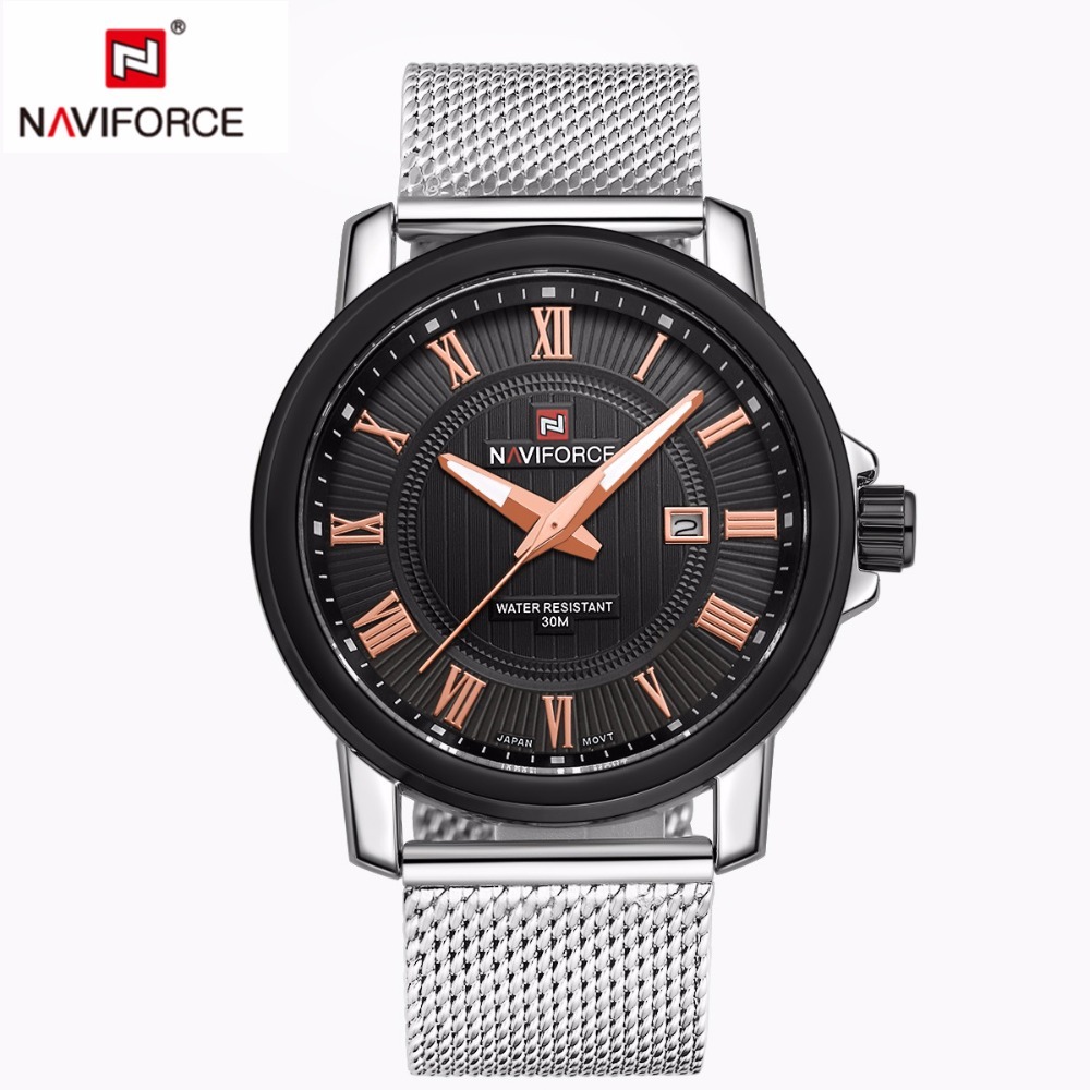 Montre militaire Naviforce homme montre quartz analogique avec date fashion