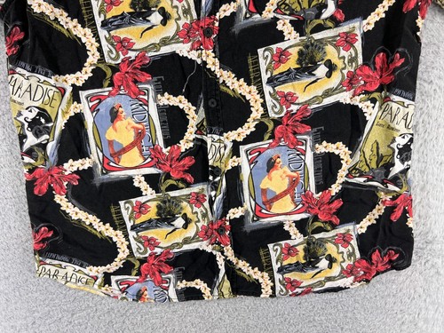 Cotton On Garments Shirt Adult Large Black Red Vintage Magazine Print Viscose - Picture 5 of 15