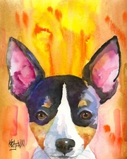 Rat Terrier High Resolution Print Original Fine Art Watercolor by Ron Krajewski