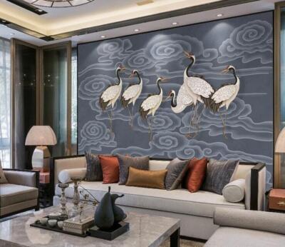 3D White Crane Cloud 2258 Wallpaper Mural Paper Wall Print Indoor Murals CA Coco