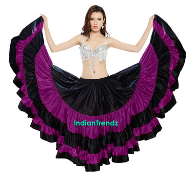 Adult Belly Dancing Dancewear 5-Tier Gypsy Skirt - 25 Yard Satin