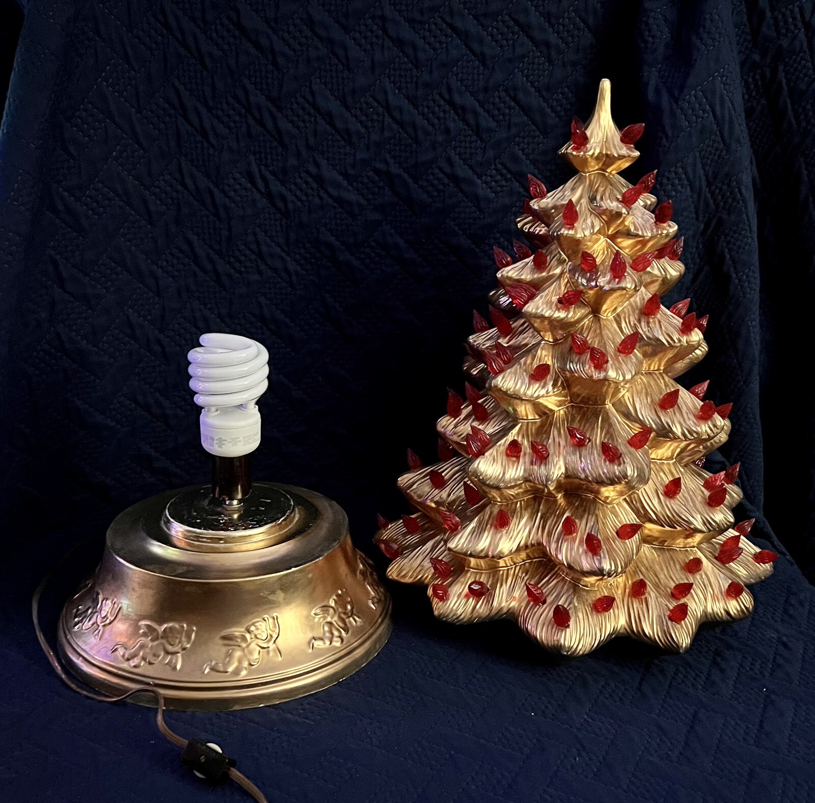 Vintage Large Gold Ceramic Christmas Tree Cramer Mold 21” eBay