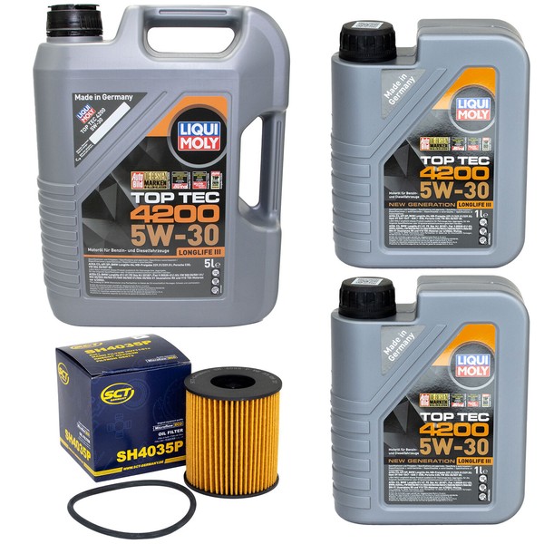 MotoröL Set Top Tec 4200 5W-30 Liqui Moly 7 Liter + ÖLfilter FüR Citroen Peugeot-image