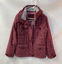 Liquid Boardwear Quattro 10000 Red/pink Plaid Zip Snowboard Jacket Women Sz S
