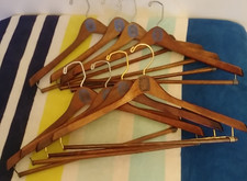Vintage Lot of 8 Albert Ltd Wooden Suit Hanger 18" With Trouser Rod