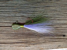 6 Bucktail Jigs, 3/4 oz 4/0 Sickle Hook - Lake Erie Walleye Fishing - Olive Lav