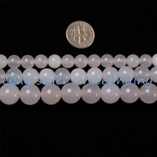 Natural Round White Agate Onyx Gemstone Loose Beads For Jewelry Making Strand15"