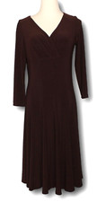 Lauren Ralph Lauren (8) Empire Fit Dress Surplice Fit & Flare Brown