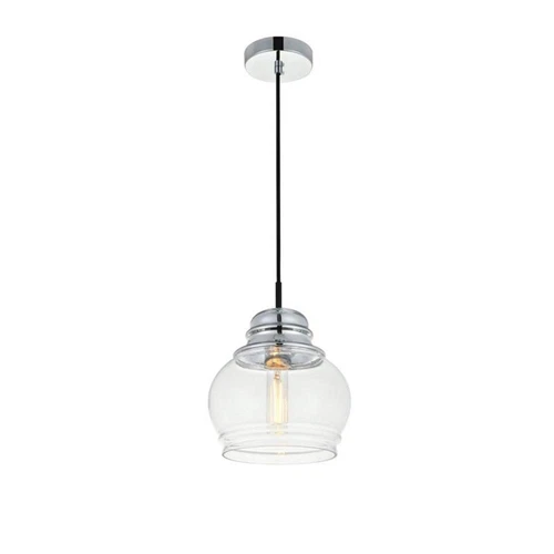 Living District Kenna 1-Light Metal Pendant in Black and Clear - Picture 3 of 3