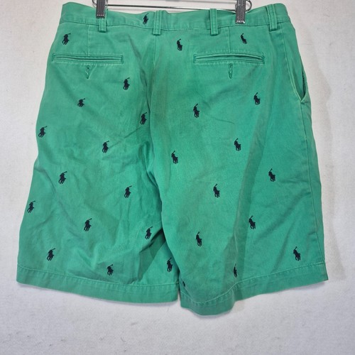 Polo Ralph Lauren Prospect Shorts Mens 34 Green Pony All Over Print Embroidered - Picture 5 of 6
