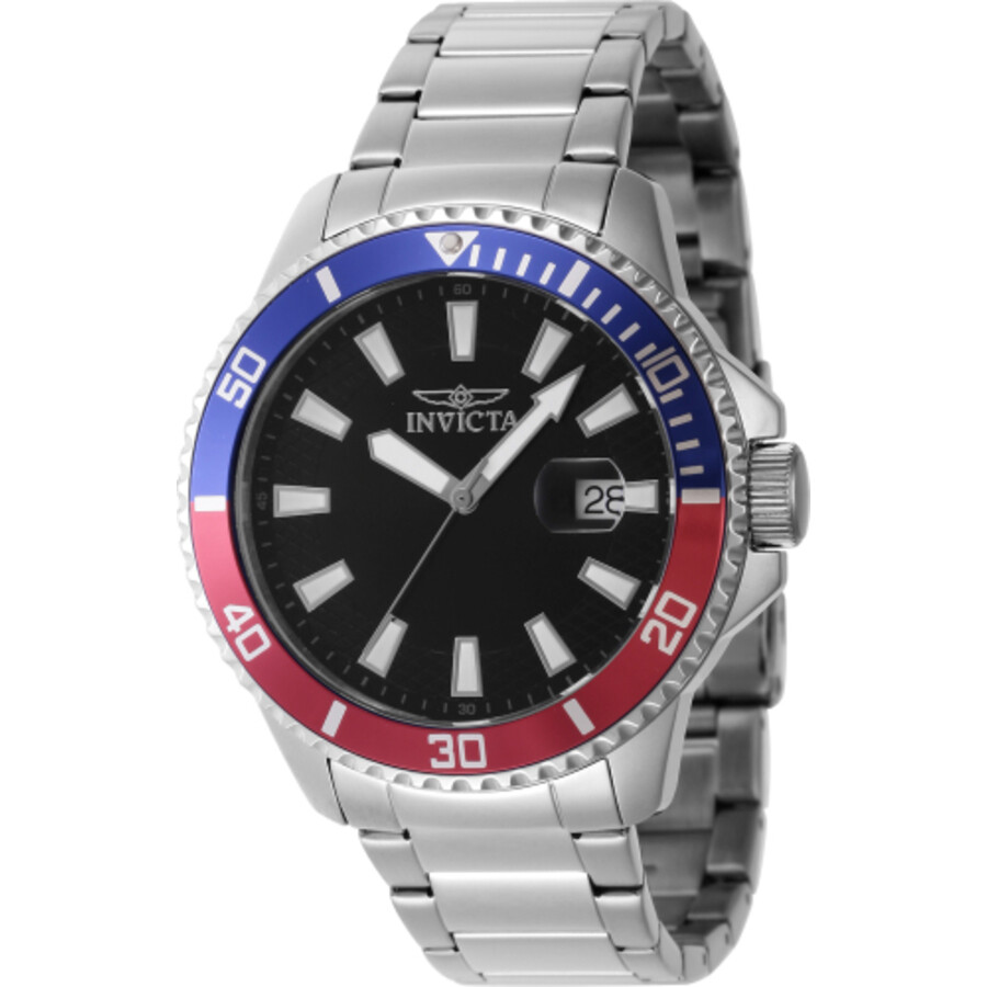 Мужские часы Invicta Pro Diver с черным кварцевым циферблатом и безелем Pepsi 46136