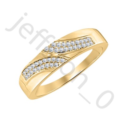 0.40 Ct Lab Created Diamond 14K Yellow Gold Over Anniversary Band Ring For Men's