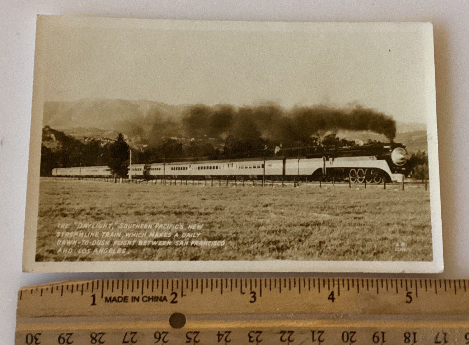 RPPC Southern Pacific RR “Daylight” Streamline Locomotive Train Real Photo PC