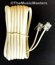 IVORY 15' ft Telephone Modular Line Cord Phone Cable Extension Wire RJ11 VWLTW