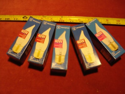 (1363.) Decorative Bulb 40W Clr Flame-Tip Std. Base-5pk
