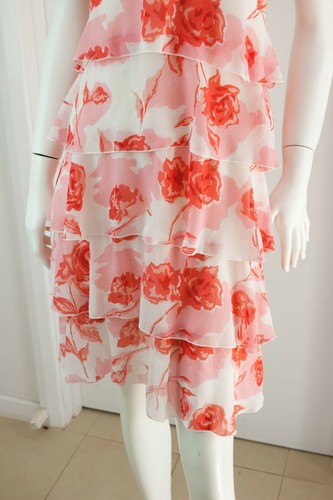 MISS SHOP peaches & cream floaty ruffle dress with halter neck Sz 12 10 - Picture 3 of 5