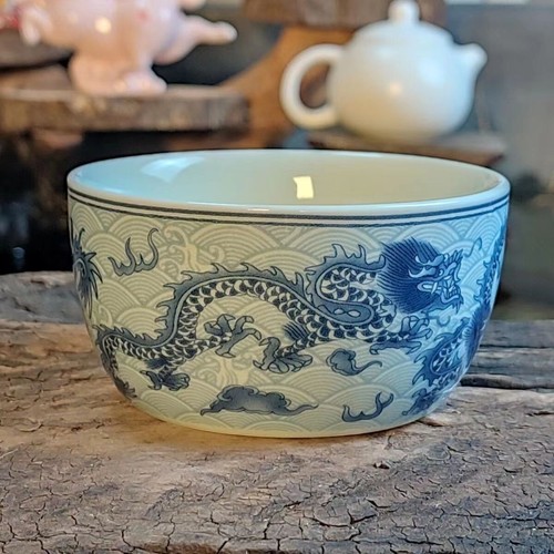 chinese jingdezhen porcelain blue and white tea cup ：dragon - Picture 1 of 8