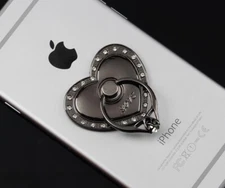 Universal 360 Rotating Finger Ring Stand Holder Grip For Cell Phone HEART Black