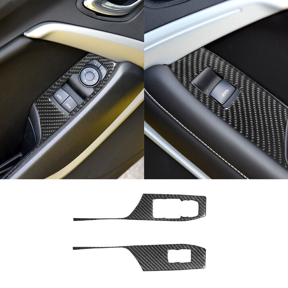 Chevrolet Camaro Carbon Fiber Interior Window Control Cover Trim 2Pcs Type B