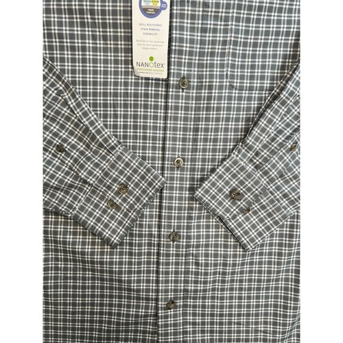 Cabela's Button Down Size L Gray White Check Shirt Nanotex NWT - Picture 3 of 11