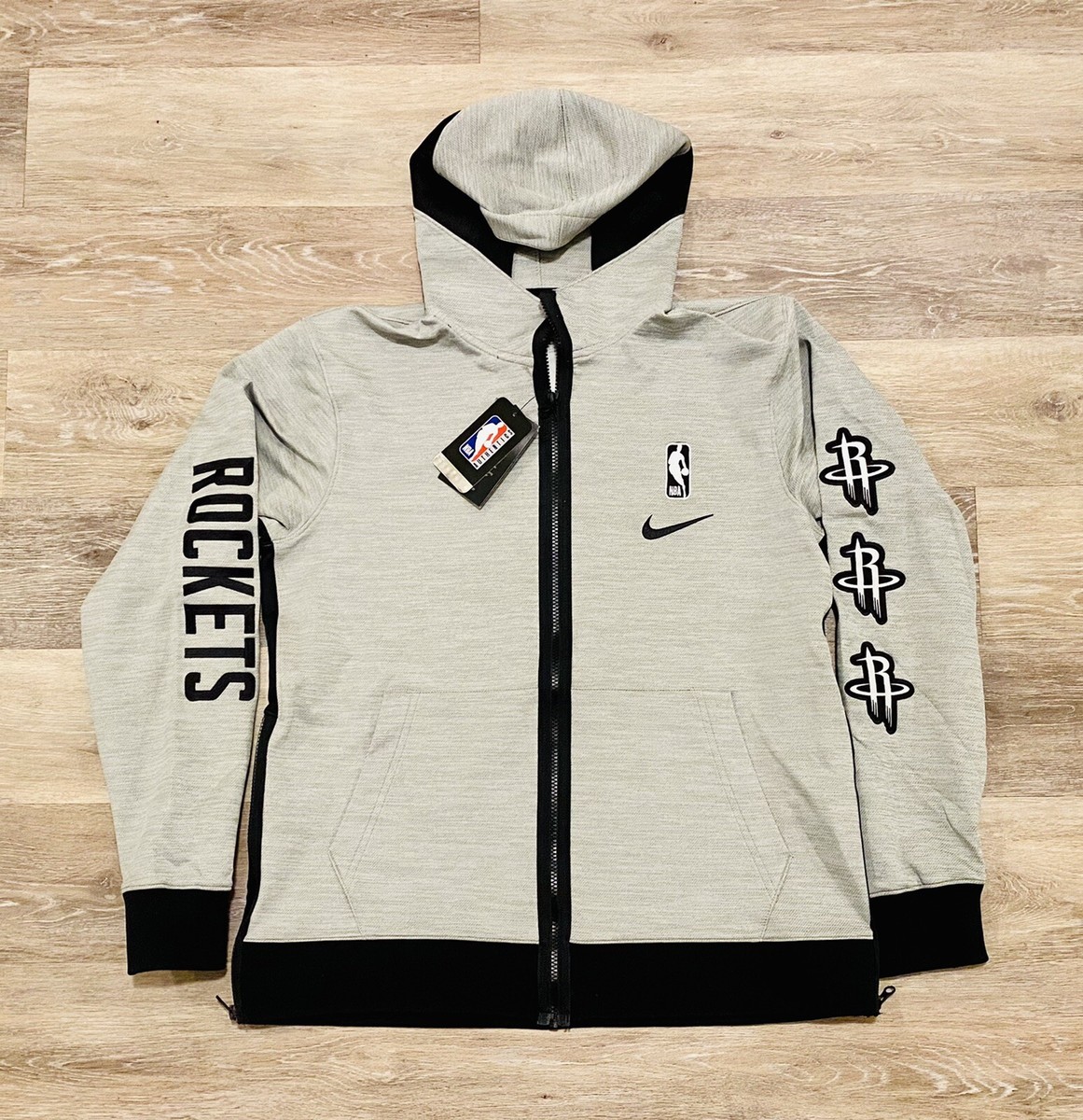 Nike Houston Rockets Heathered Charcoal Showtime Zip Hoodie CU0499