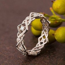 2.0 Ct Round Cut Simulated Diamond Full Eternity Band Infinity Ring 925 Sterling