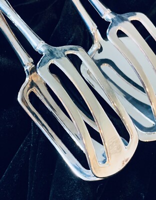 Landes Italy Silver Plated EP Zinc Vintage Set Of 2 Salad Tongs