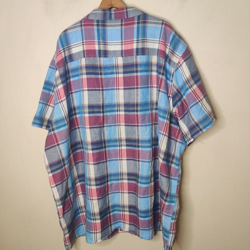 Lucky Brand kariertes Herrenhemd 4XLT 4XL groß Leinenmischung Kurzarm Knopfleiste - Bild 9 von 10