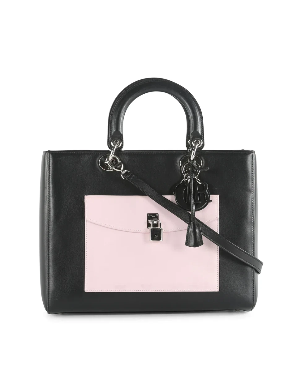 CHRISTIAN DIOR Black Leather Limited Edition Pocket Large Lady
